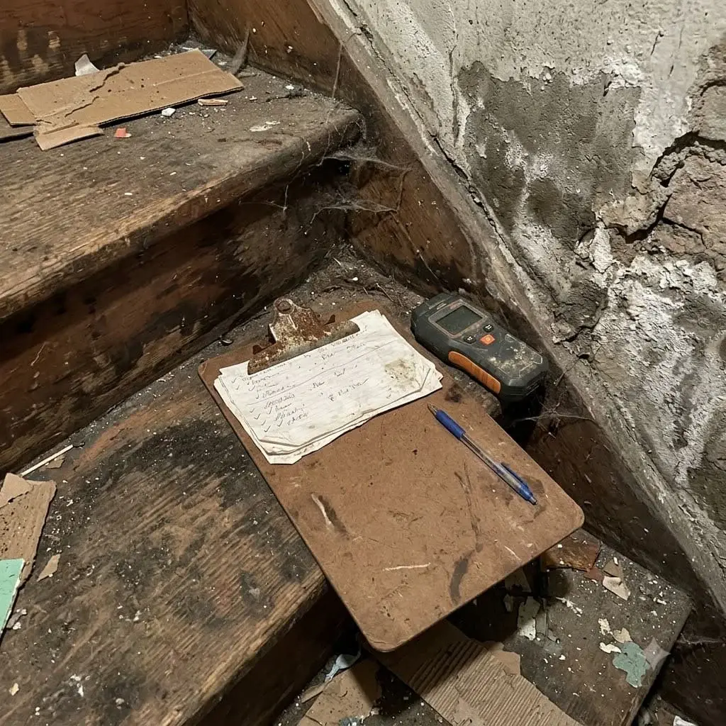 Dry basement with a sealed floor and a dehumidifier